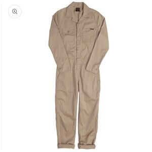NWT Civilianaire Tan Khaki Zip-Front Long Sleeve Utility Pockets Jumpsuit XS